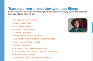 transcript judy blume