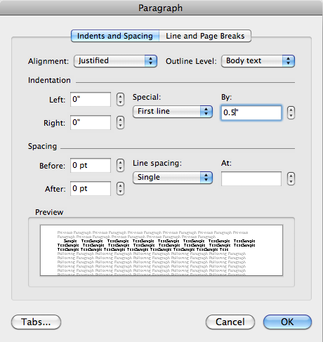 Paragraph Format - Word