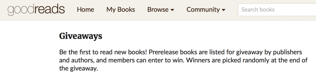 Goodreads Giveaways
