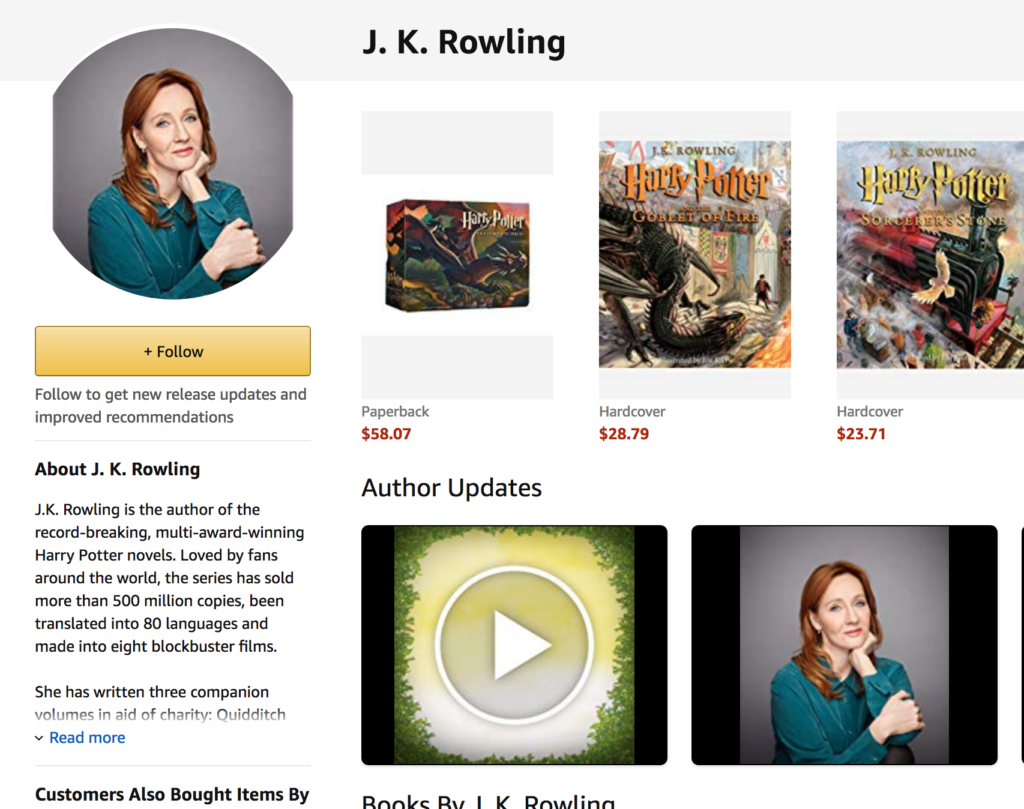 JK Rowling Author Page
