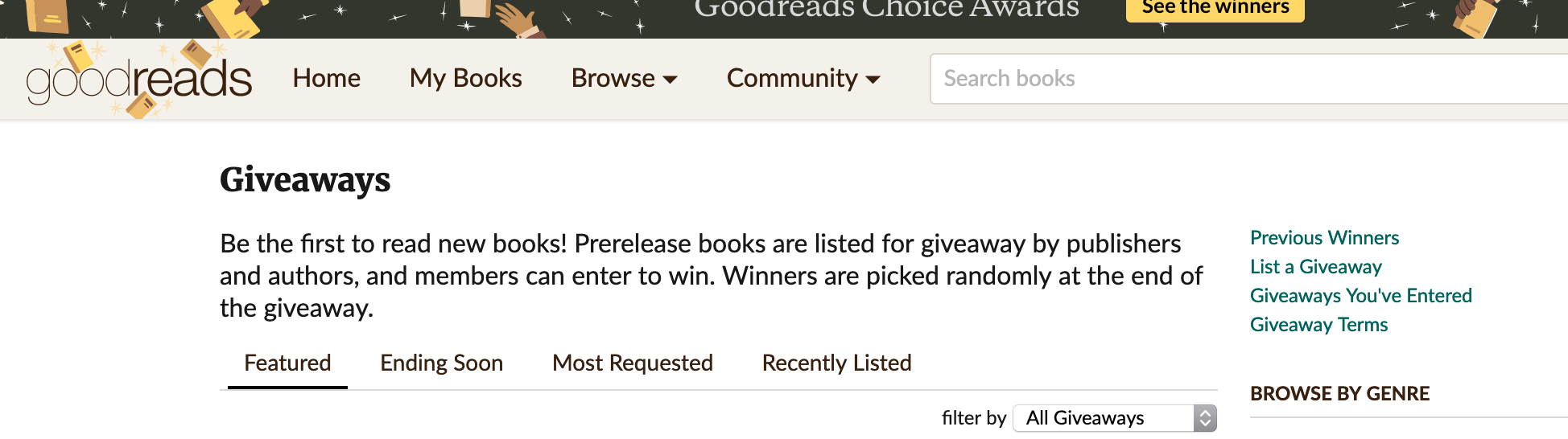 Goodreads Giveaways