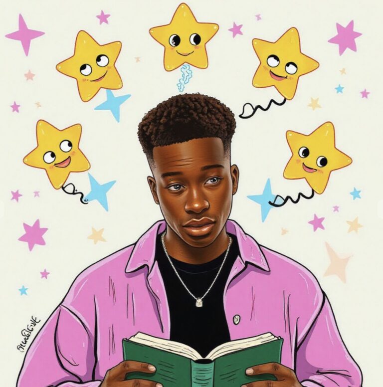man reading a book
